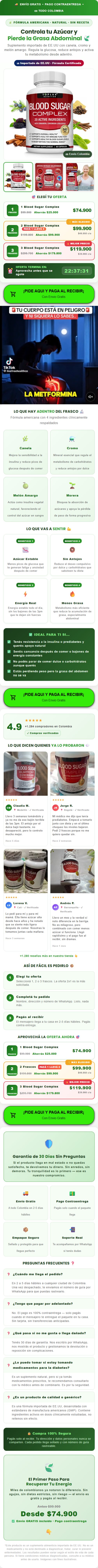 Landing Blood Sugar Complex creada con Landing Forge